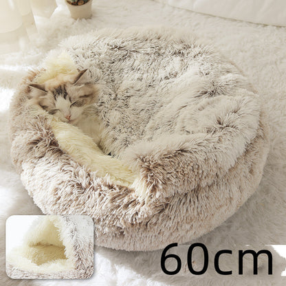 2-in-1 Dog & Cat Bed – Plush Winter Warm Bed & House