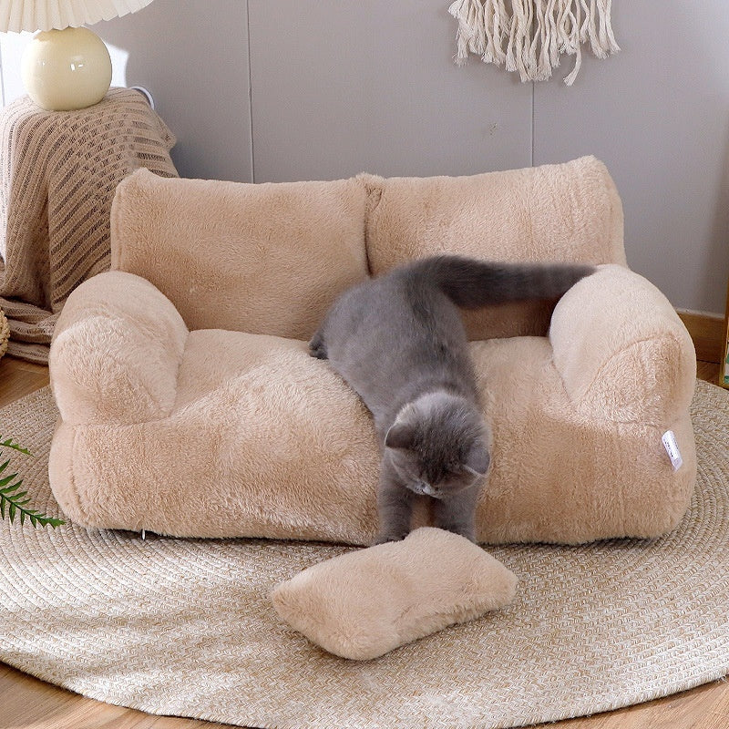 Luxury Plush Cat & Dog Sofa Bed – Warm, Comfortable Winter Nest for Small to Medium Pets