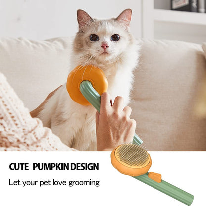 Pet Pumpkin Self-Cleaning Slicker Brush – Gentle Grooming for Dogs, Cats & Rabbits