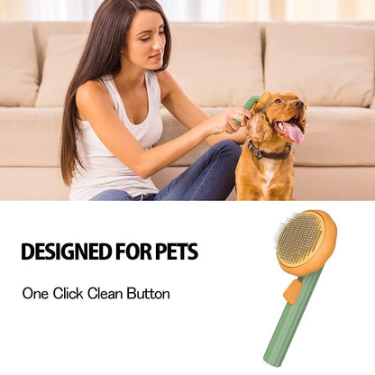 Pet Pumpkin Self-Cleaning Slicker Brush – Gentle Grooming for Dogs, Cats & Rabbits