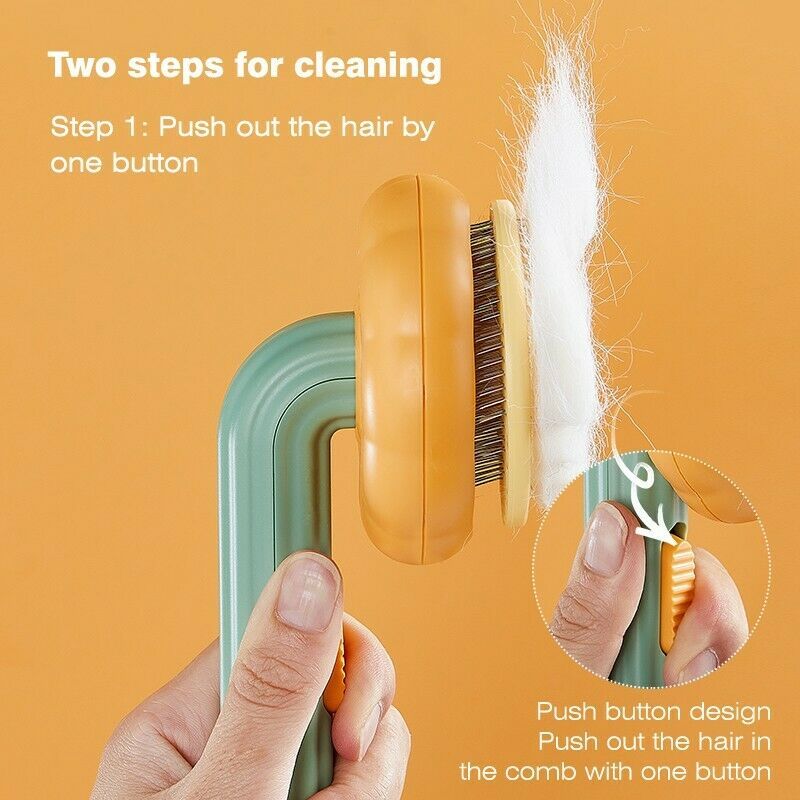 Pet Pumpkin Self-Cleaning Slicker Brush – Gentle Grooming for Dogs, Cats & Rabbits