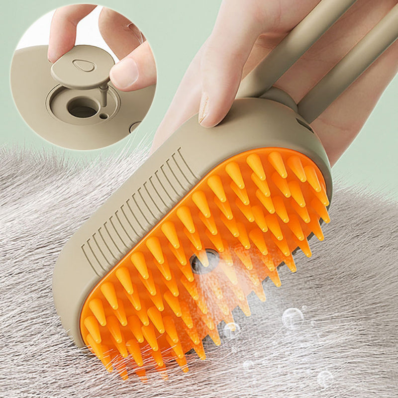 3-in-1 Electric Steam Pet Brush – Grooming, Massage & Hair Removal