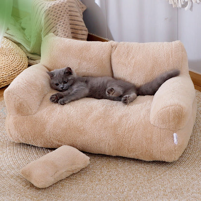 Luxury Plush Cat & Dog Sofa Bed – Warm, Comfortable Winter Nest for Small to Medium Pets