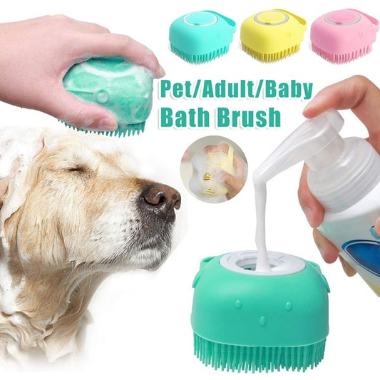 Silicone Dog Bath & Massage Gloves – 2-in-1 Grooming & Shampoo Brush