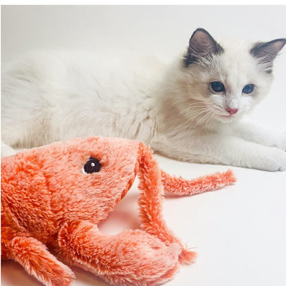 Electric Jumping Shrimp Toy – USB Rechargeable Plush Lobster for Cats