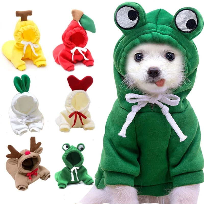 Cute Fruit Dog Hoodie – Warm Fleece Coat for Small Dogs & Cats