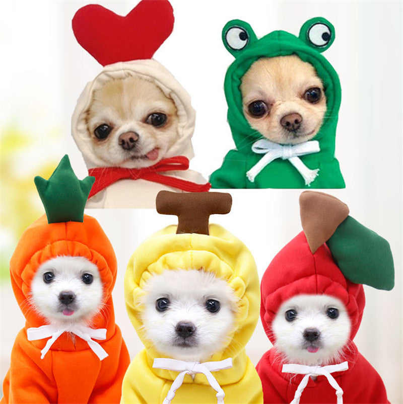 Cute Fruit Dog Hoodie – Warm Fleece Coat for Small Dogs & Cats