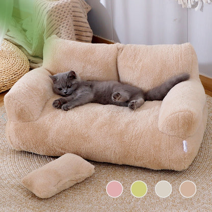 Luxury Plush Cat & Dog Sofa Bed – Warm, Comfortable Winter Nest for Small to Medium Pets