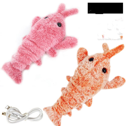 Electric Jumping Shrimp Toy – USB Rechargeable Plush Lobster for Cats