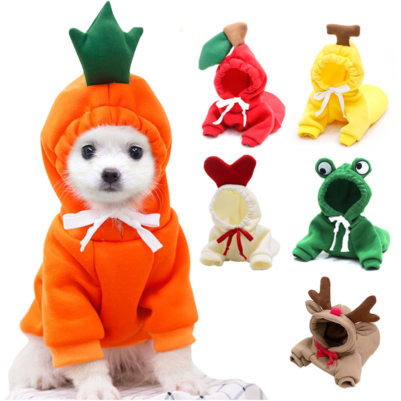 Cute Fruit Dog Hoodie – Warm Fleece Coat for Small Dogs & Cats