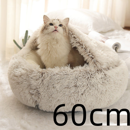 2-in-1 Dog & Cat Bed – Plush Winter Warm Bed & House